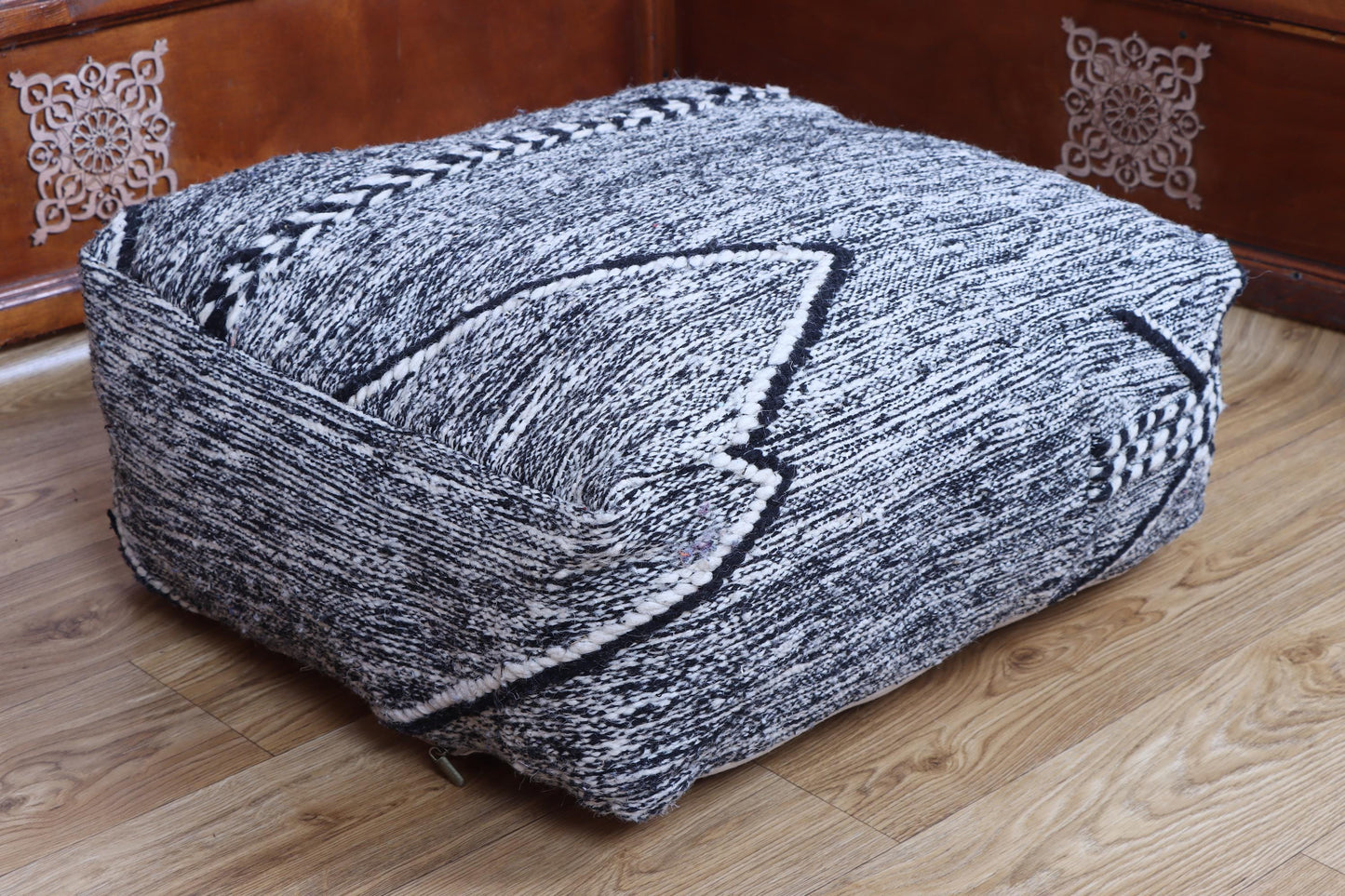 Moroccan Kilim Pouf Cover, Beni Ourain Floor Pillow, Floor Cushion Cover