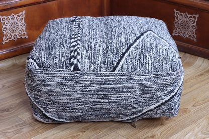 Moroccan Kilim Pouf Cover, Beni Ourain Floor Pillow, Floor Cushion Cover