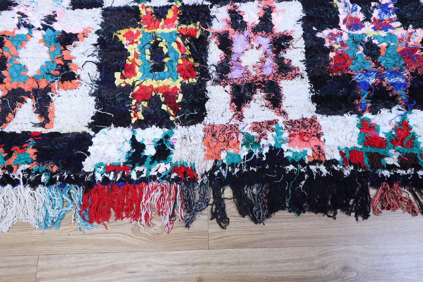 Vintage Moroccan Boucherouite Rug - Colorful Bohemian Tribal Art