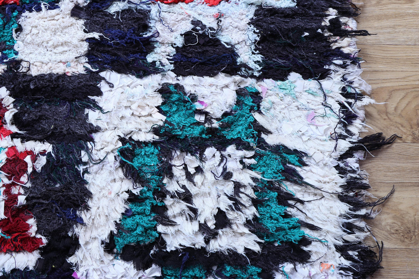 Vintage Moroccan Boucherouite Rug - Colorful Bohemian Tribal Art