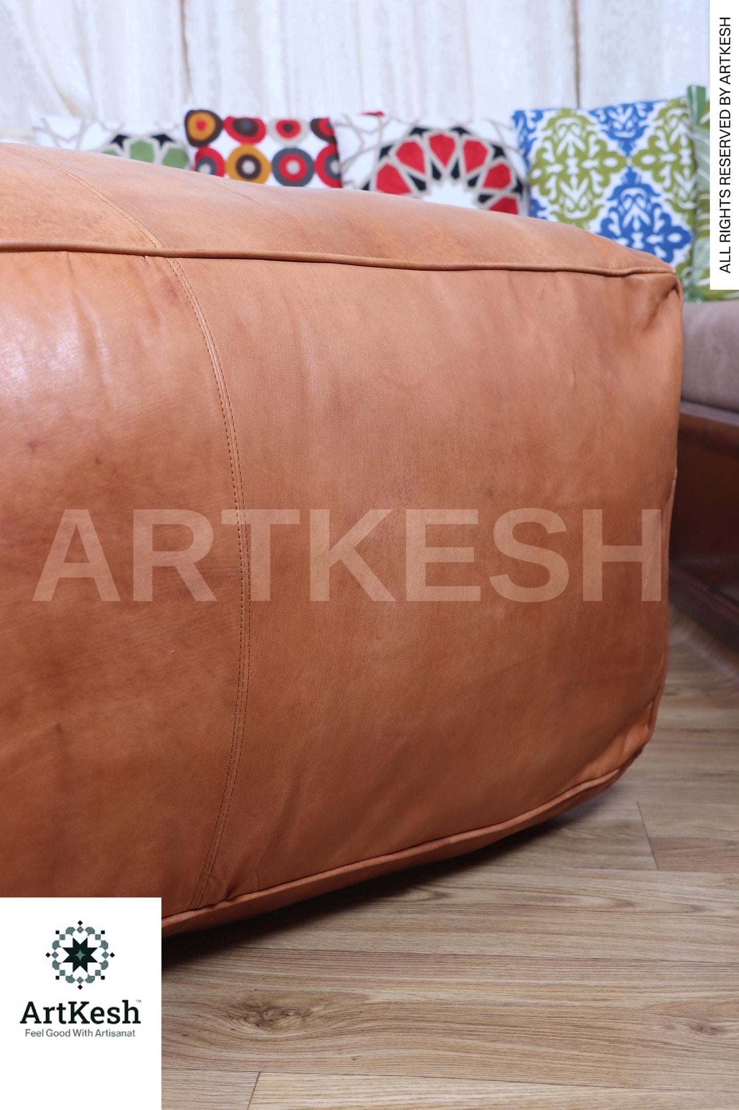 Amazing square Ottoman Pouffe Moroccan leather | ottoman square pouf | light tan handmade footstool square pouffe Moroccan